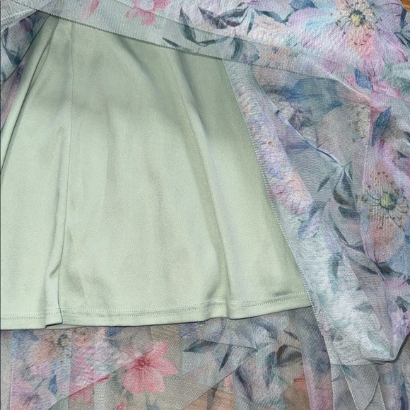 Rare Editions Floral Girls Dress Pastel Accents Halter Mesh Tulle Skirt Size 12 - Picture 7 of 9